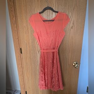 Dress Barn Coral Lace Midi Dress